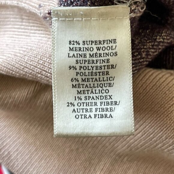 ANN Taylor Super Fine Merino Wool Floral Sparkly Metallic Sweater Medium - Picture 4 of 5